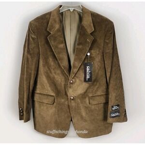 Vintage New With Tags Calvin America Men's Brown‎ Corduroy Blazer Sport Coat 40S